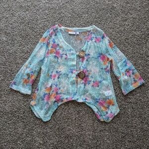 Open Knit Mesh Festival Boho Cardigan Size Large Lagenlook